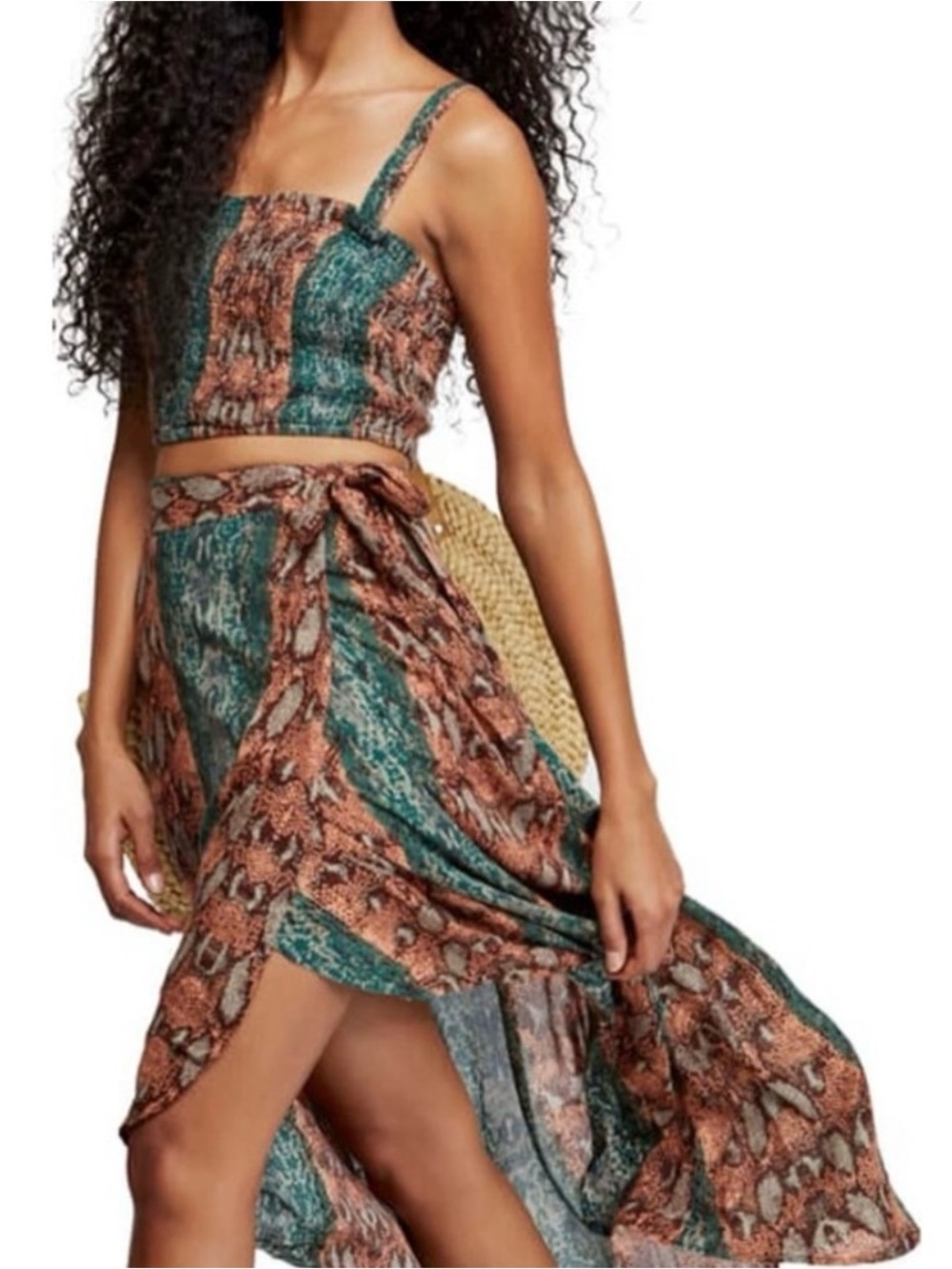 Free People Printed Maxi Skirt & Crop Top Set